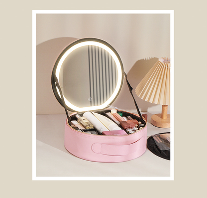 Makeup Bag with round Mirror