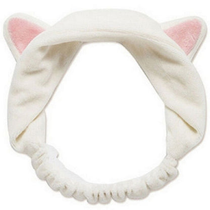 Cute Cat Ears Headband Hairband Turban Spa Bath Wash Elastic Hair Band Wrap Clips Hair Accessories Makeup Tool