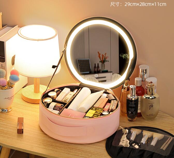 Makeup Bag with round Mirror