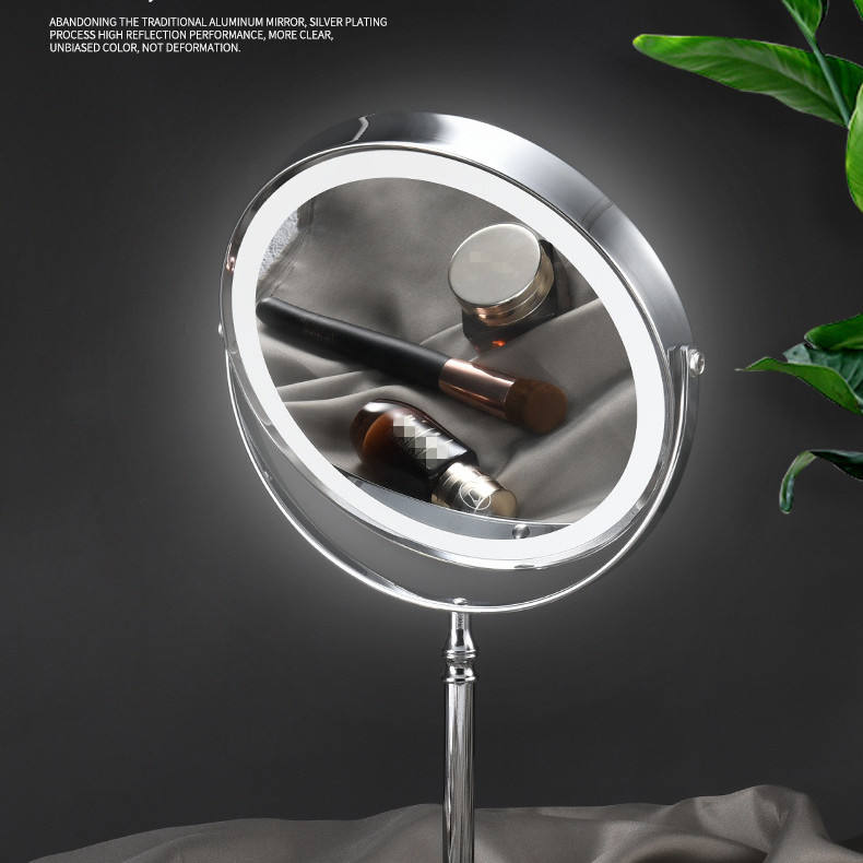 Dual sided 8" USB Wireless 1X&10X Rechargeable Vanity makeup mirror with lights