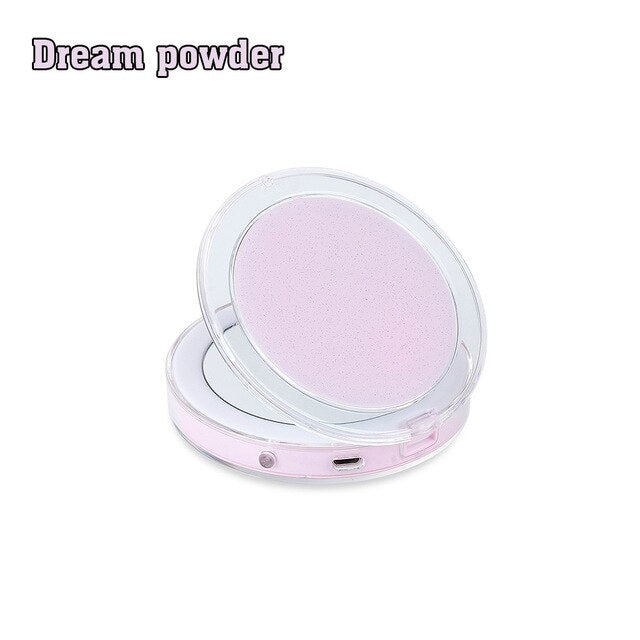 LED Lighted Vanity Travel Makeup Mirror Foldable Compact USB Charging Cosmetic Makeup Mirror Light Beauty Tools