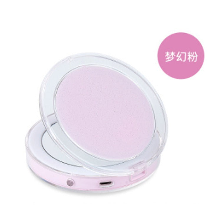 LED mini light filled mirror with light, portable circular makeup mirror, portable gift, small mirror, USB charging, one piece f