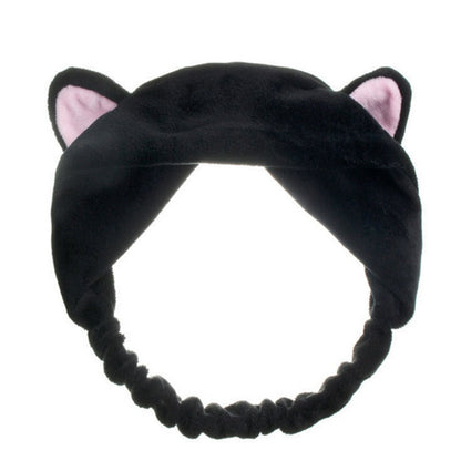 Cute Cat Ears Headband Hairband Turban Spa Bath Wash Elastic Hair Band Wrap Clips Hair Accessories Makeup Tool