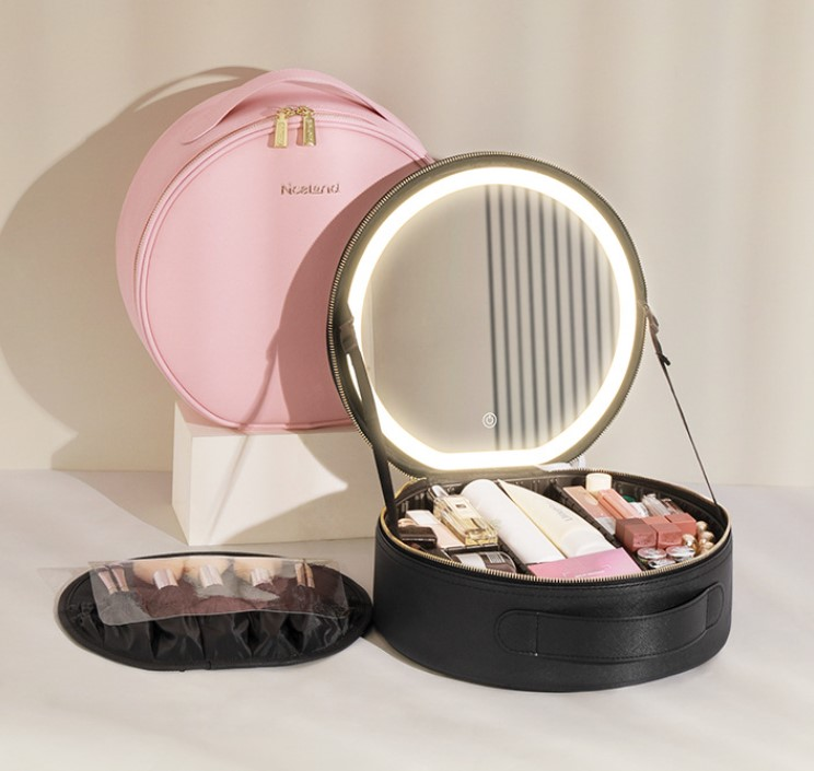 Makeup Bag with round Mirror